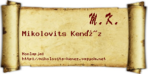 Mikolovits Kenéz névjegykártya